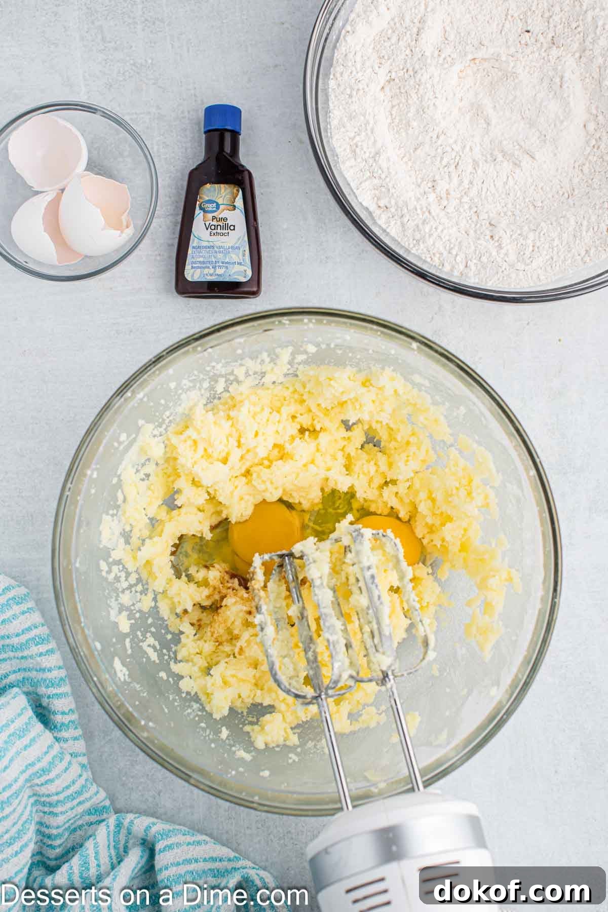 Eggs added to bowl.