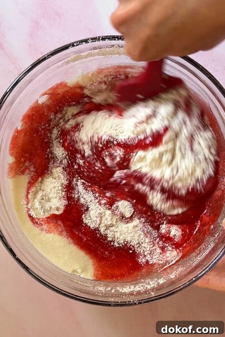 Fresh Strawberry Sheet Cake Recipe — Moist, Fruity Dessert 12 Stir to combine.