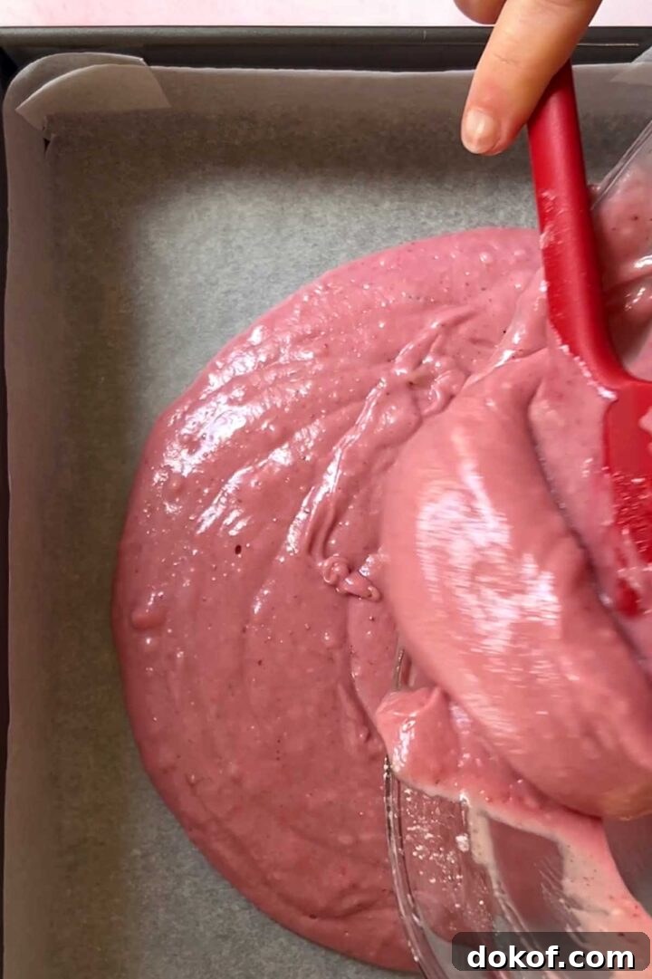 Fresh Strawberry Sheet Cake Recipe — Moist, Fruity Dessert 13 Spread batter into prepared pan.