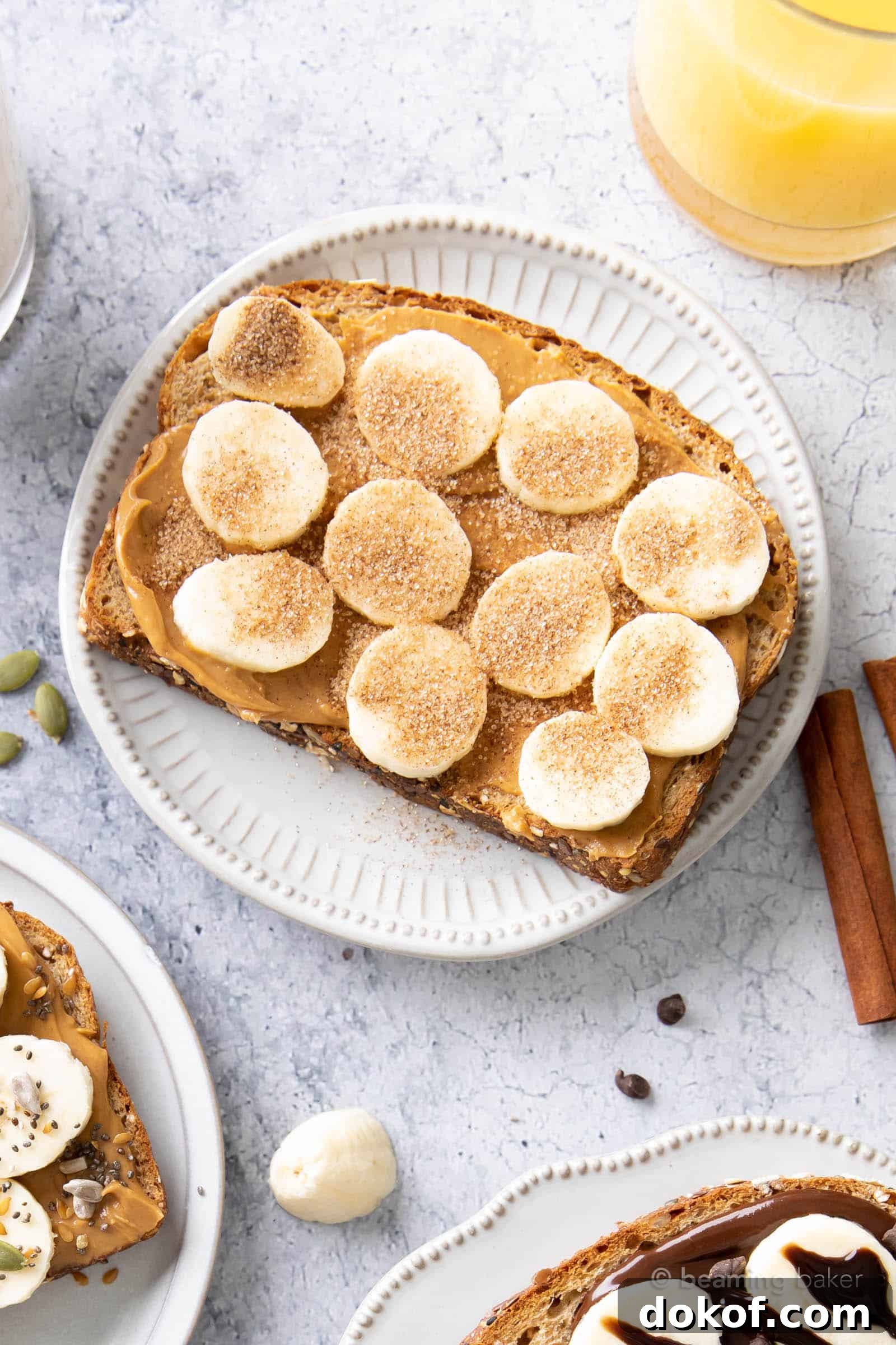cinnamon sugar toast with a glass of orange juice