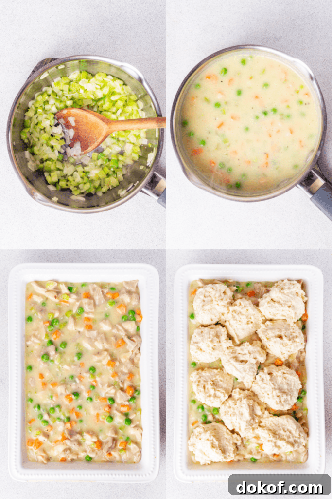 Comforting Chicken and Dumpling Casserole Recipe for Dinner 5 preparing chicken and dumpling casserole