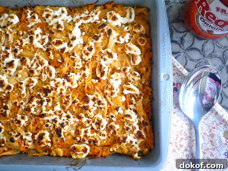 Creamy Buffalo Chicken Spaghetti Squash Casserole (paleo, GF) | Perchance to Cook, www.perchancetocook.com