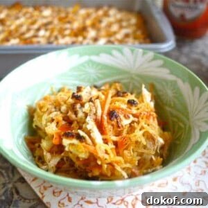 Creamy Buffalo Chicken Spaghetti Squash Casserole (paleo, GF) | Perchance to Cook, www.perchancetocook.com