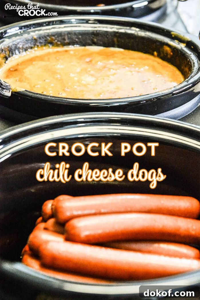 Crock Pot Chili Cheese Dogs are the perfect way to feed a crowd!