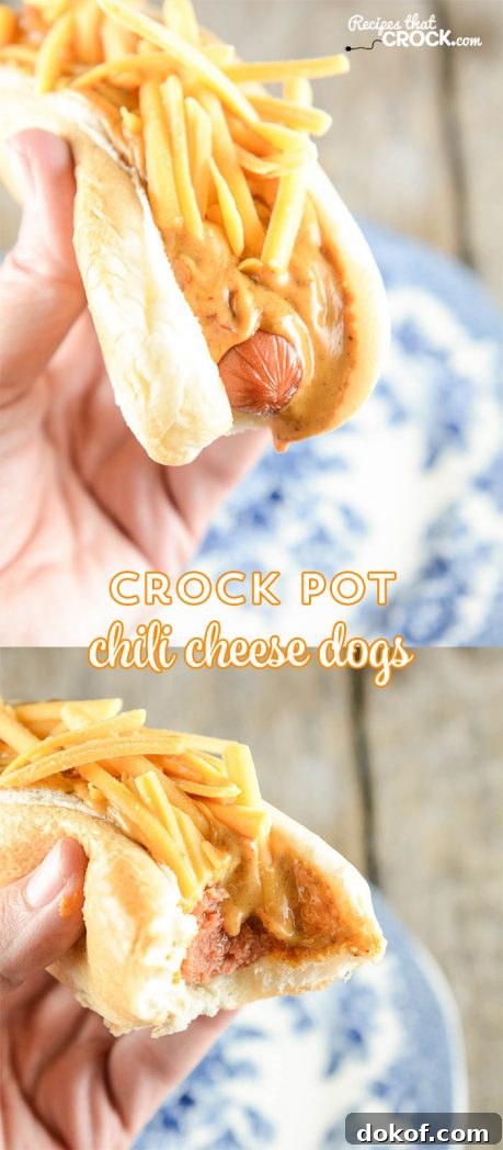 Crock Pot Chili Cheese Dogs are the perfect way to feed a crowd!