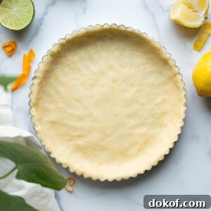 Citrus shortbread tart crust before baking