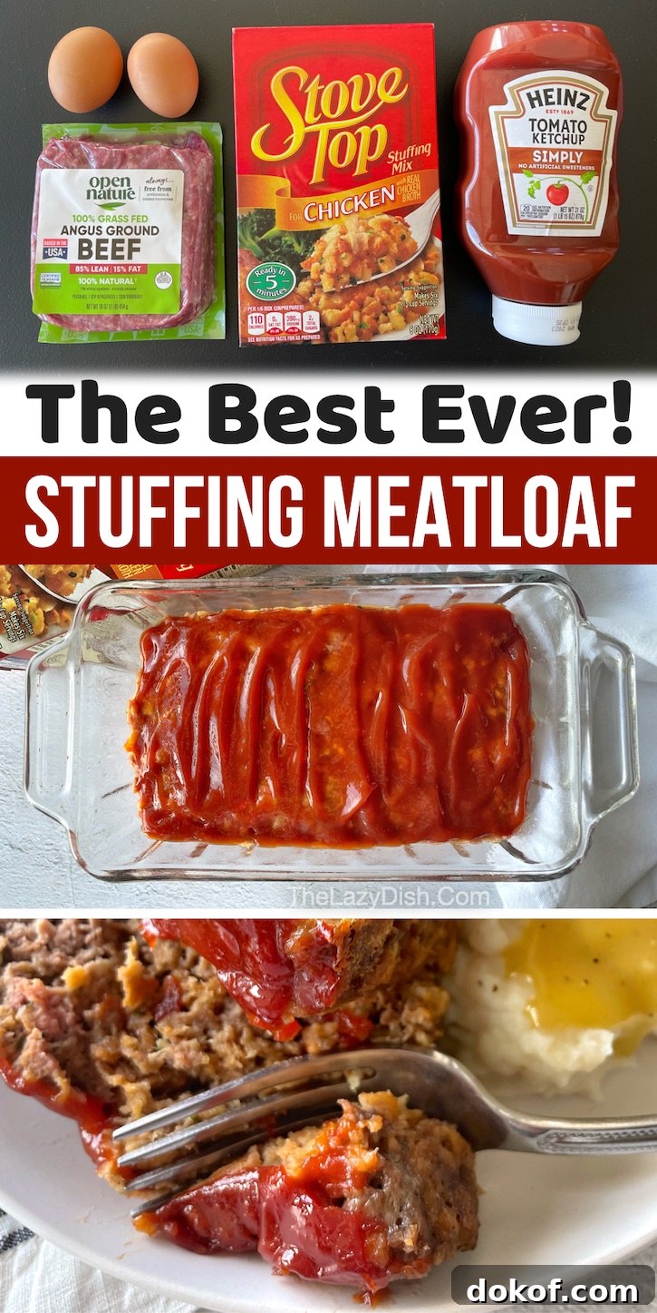 The best meatloaf made with a box of Stove Top stuffing! This quick and easy ground beef dinner recipe is perfect for a family with kids. If you're looking for budget meals, this savory meatloaf is the most amazing comfort food that's cheap to make with just 4 ingredients. Even your picky eaters will love it! Top with ketchup or bbq sauce to add the perfect touch of sweetness. 