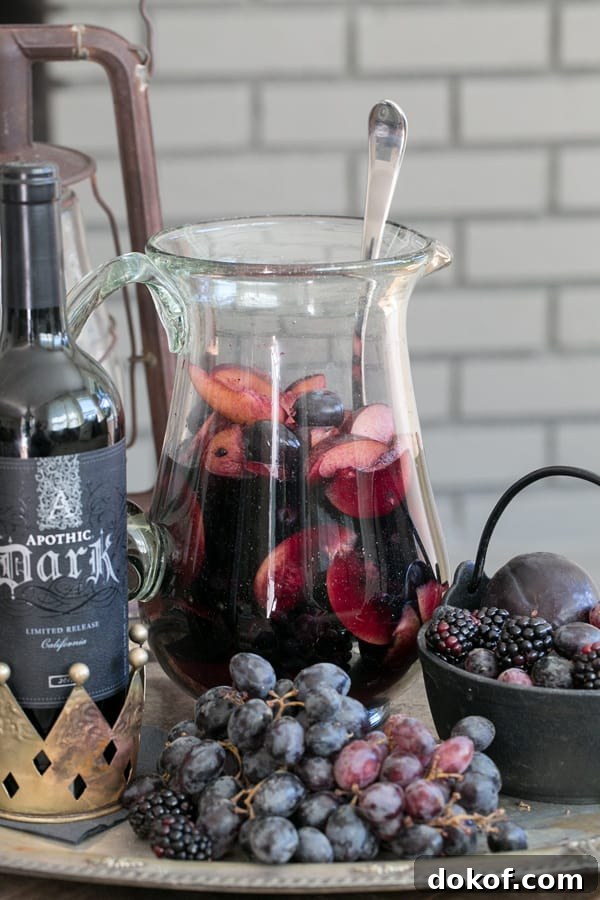 Black Sangria in a pitcher.
