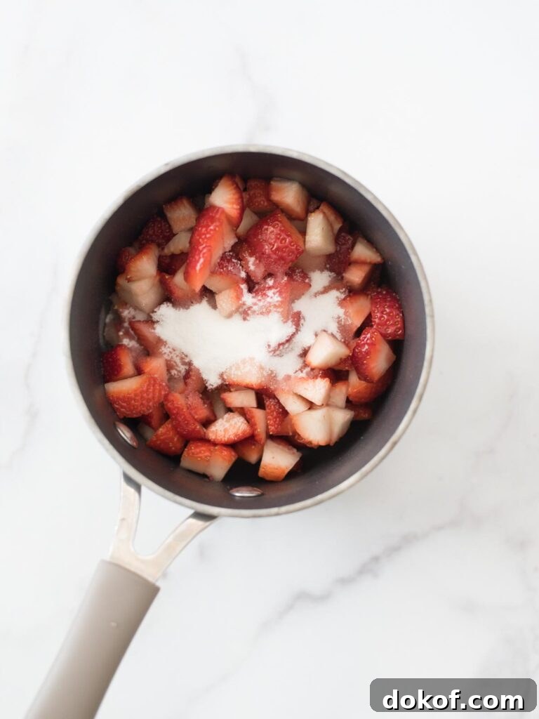 Quick Microwave Chocolate Mug Cake Recipe in 2 Minutes 14 strawberry topping in sauce pan