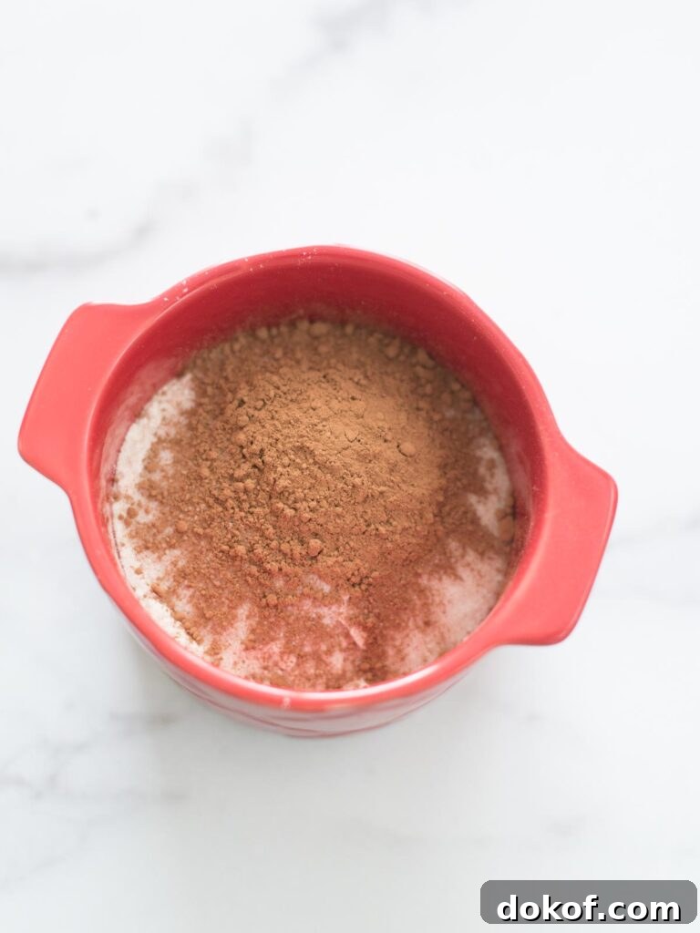 Quick Microwave Chocolate Mug Cake Recipe in 2 Minutes 7 cocoa powder added to mug