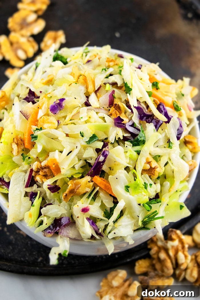 Healthy No Mayo Coleslaw with Apple Cider Vinegar Dressing