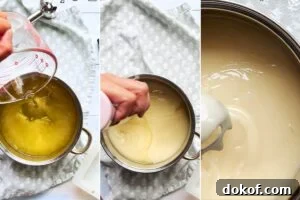 pouring lye water into oil and blending to trace.