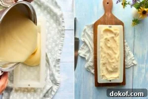 soap batter poured into mold and hardened.