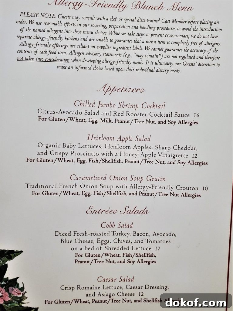 grand floridian cafe allergy menu first page