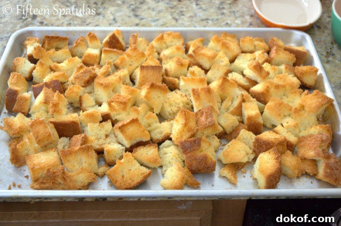 Toasted Brioche Bread Cubes for Leek Bread Pudding