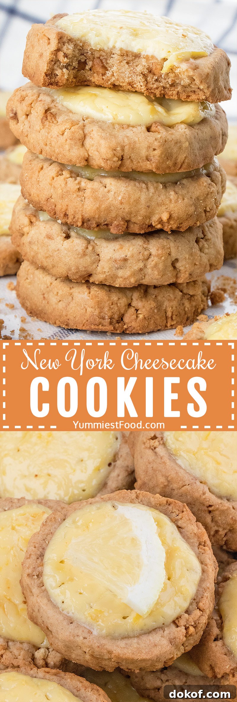New York Cheesecake Cookies recipe from the scratch - crispy cookies topped with light refreshing cream cheese and lemon cream