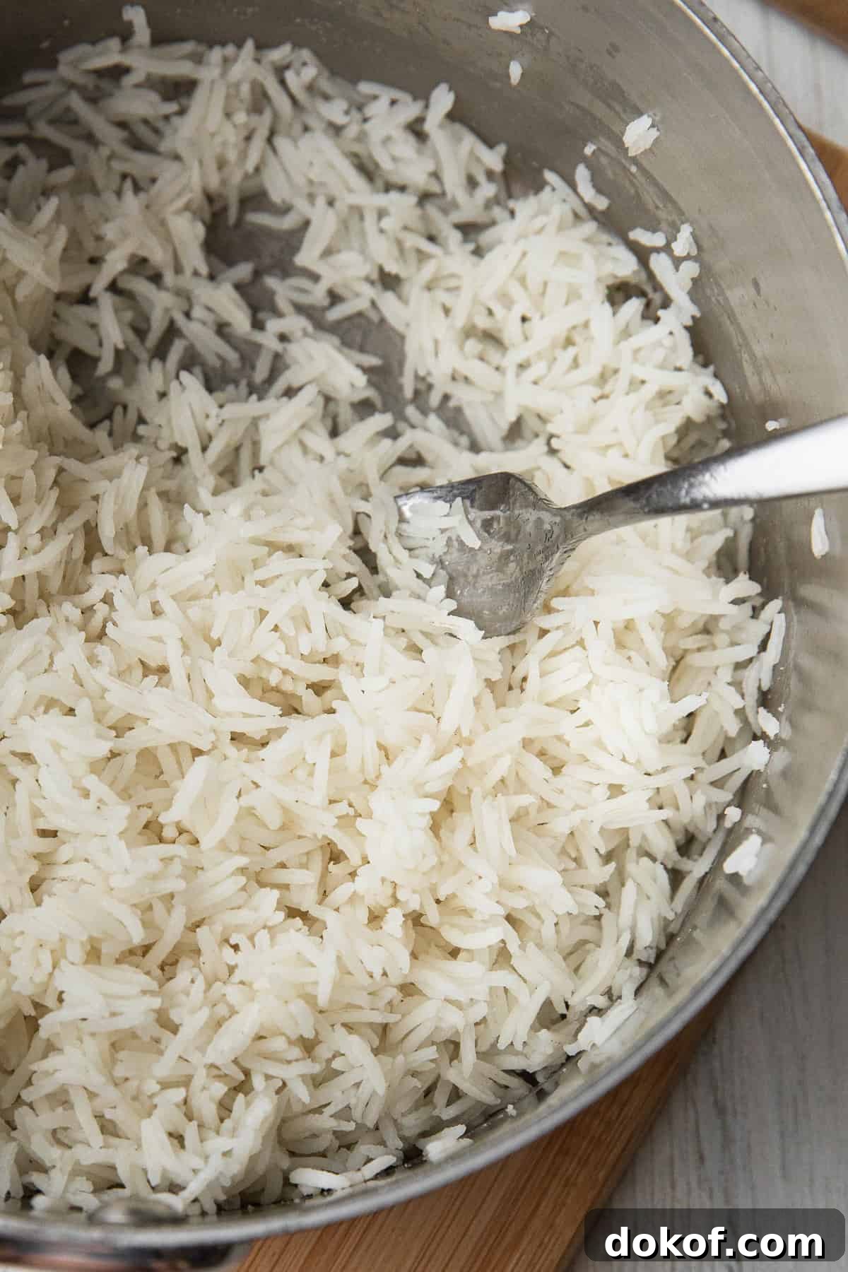 cooking basmati rice in a sauce pan
