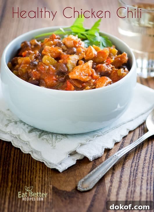 Healthy Chicken Chili Recipe in a bowl