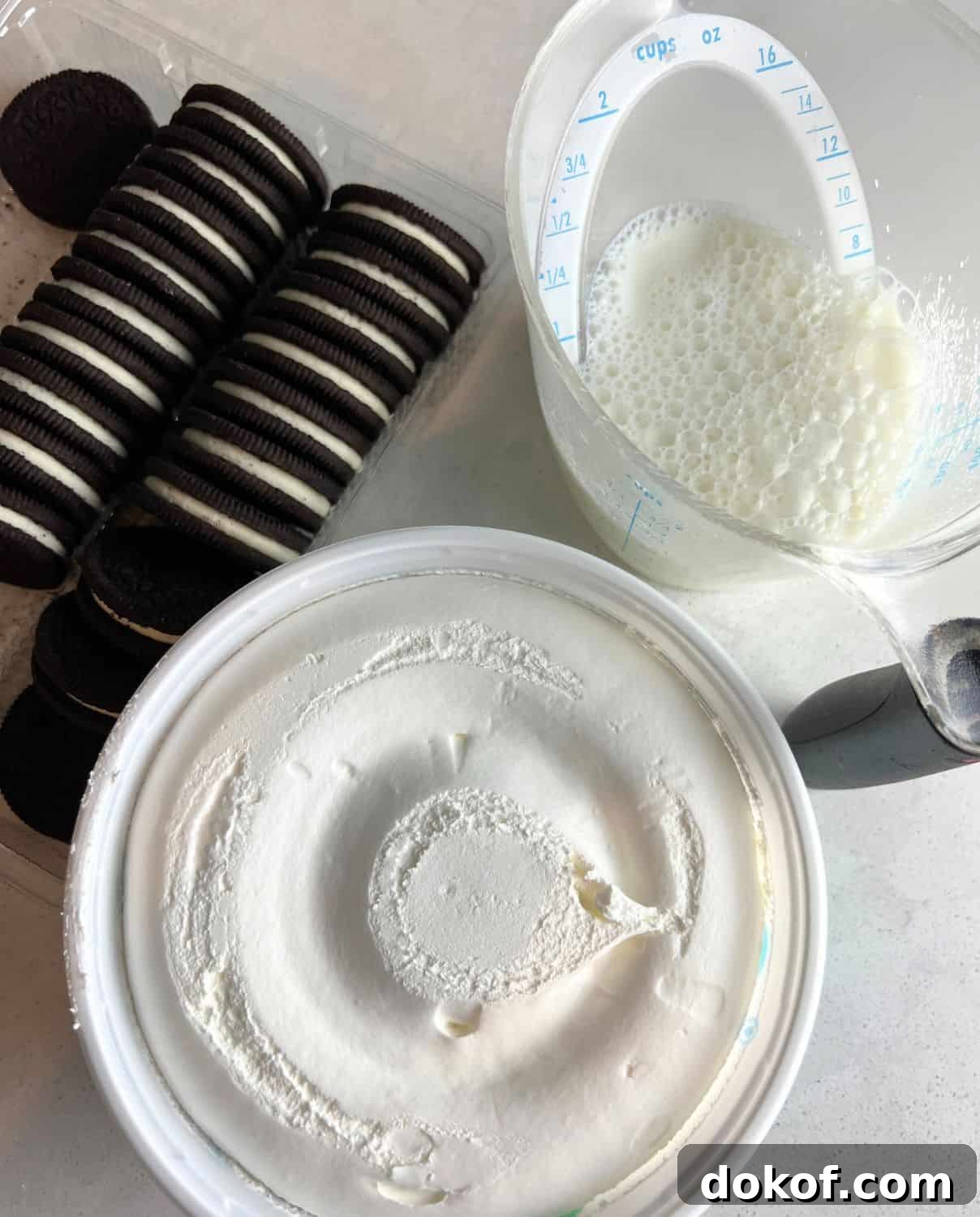 Ingredients needed for Oreo Icebox Cake.