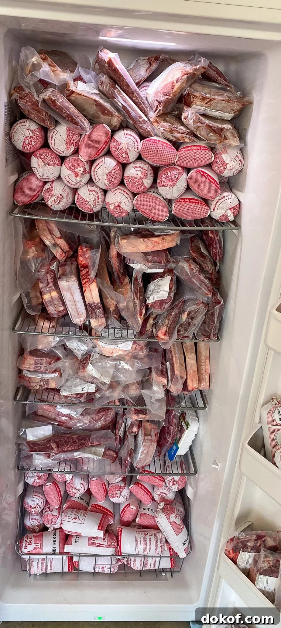 How Much Beef Do You Get from Half a Cow? 2 a freezer filled with a side of beef