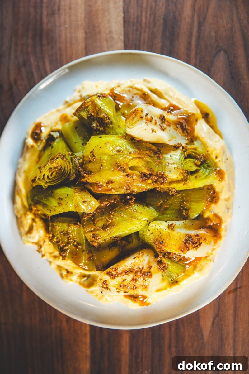 Braised Leeks with Lime Pickle Yoghurt - Georgie Eats