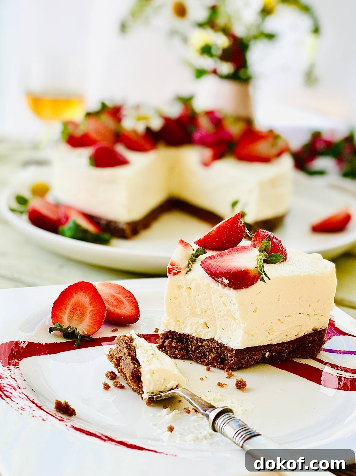 No bake Strawberry cheesecake slice