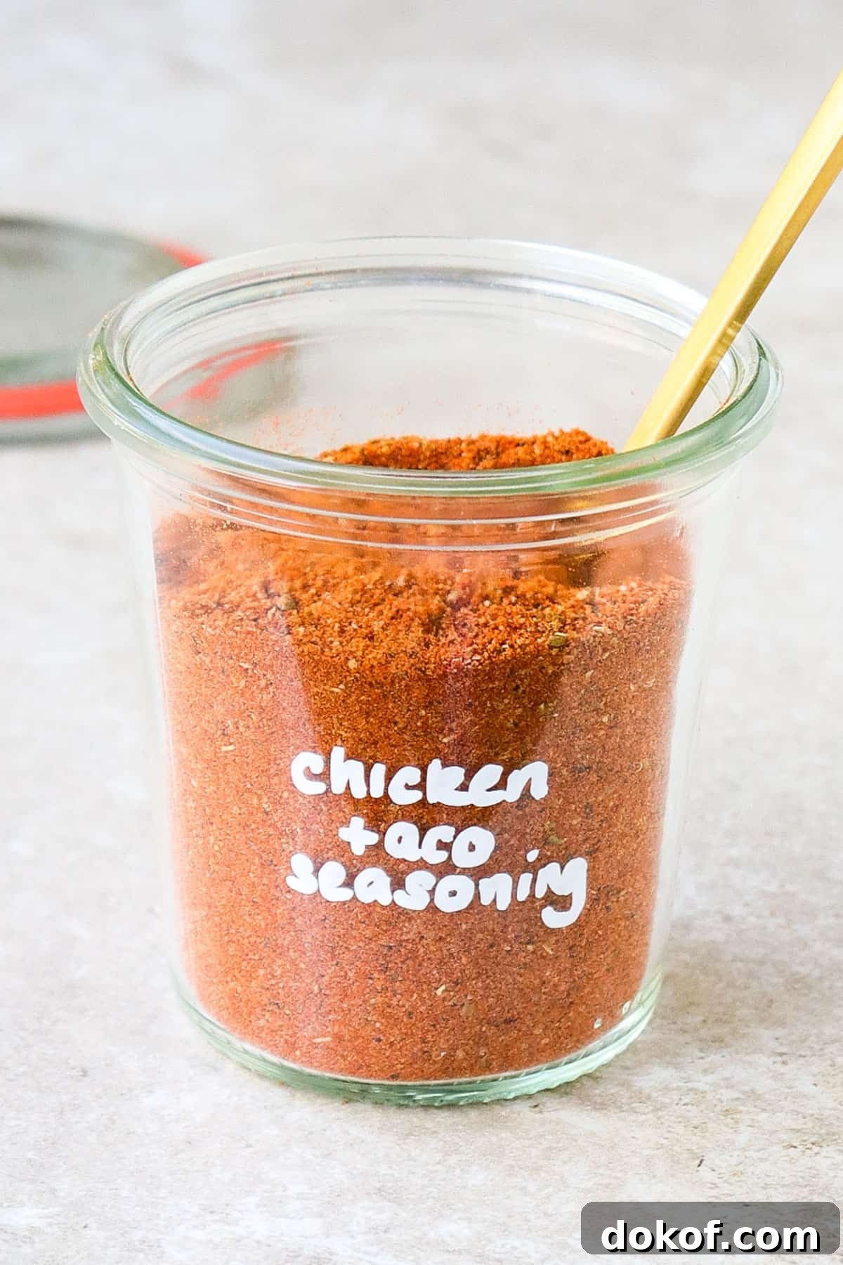 Taco spices in a jar.