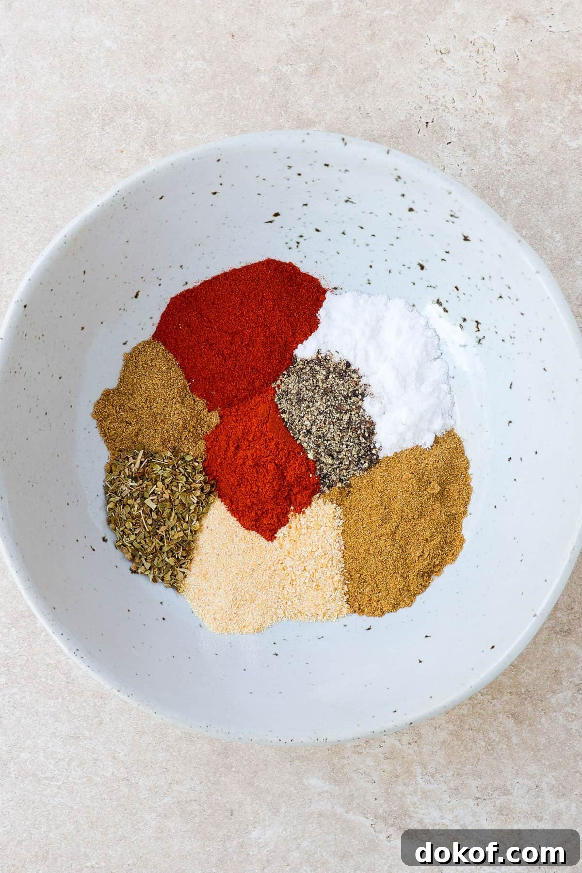 Spices shown to make seasoning.
