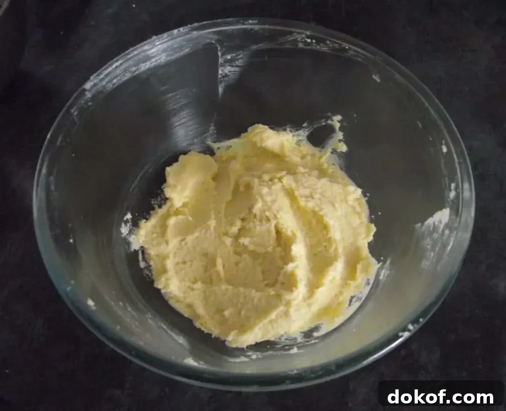 creamed butter and sugar in a bowl