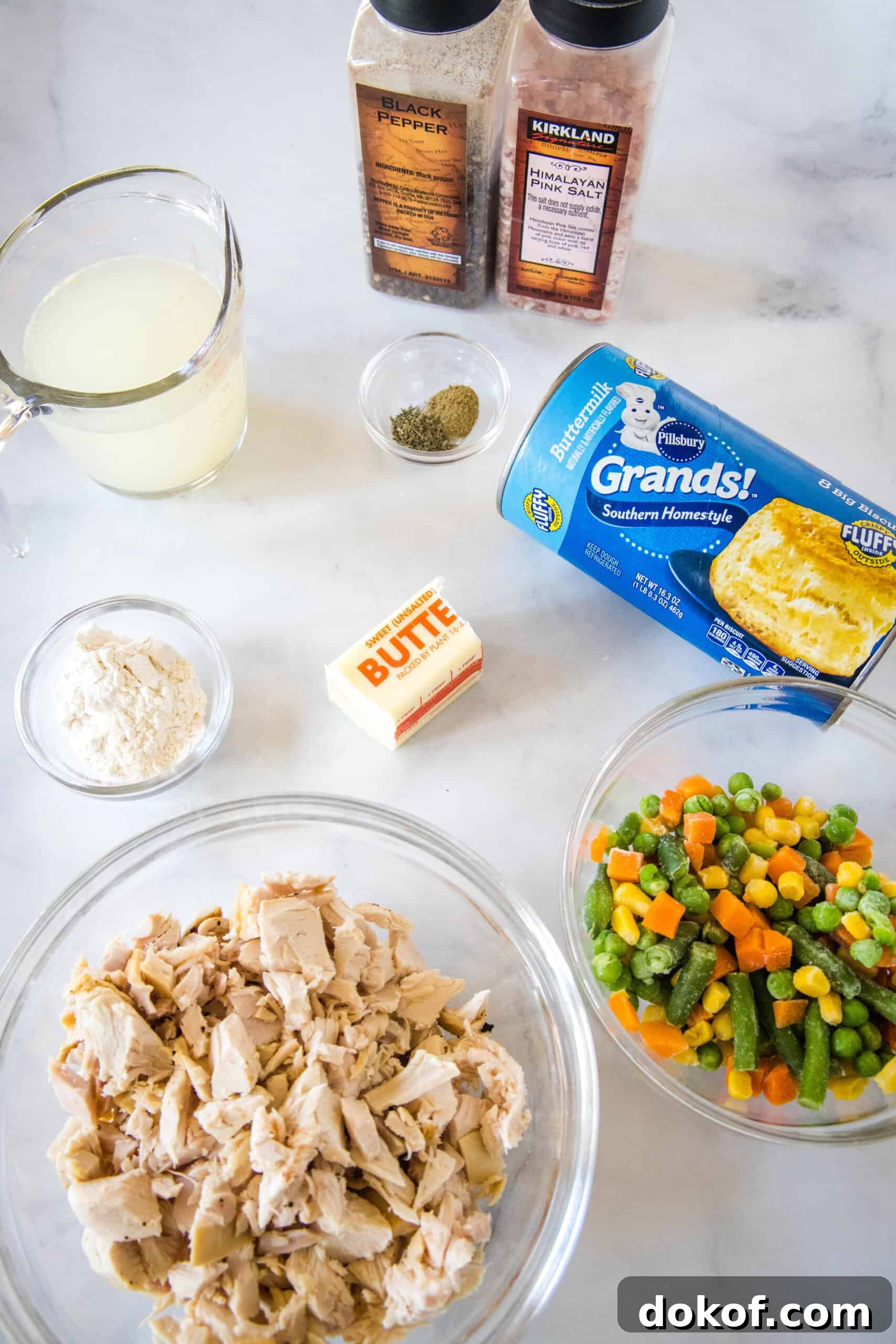 Ingredients for mini chicken pot pies.