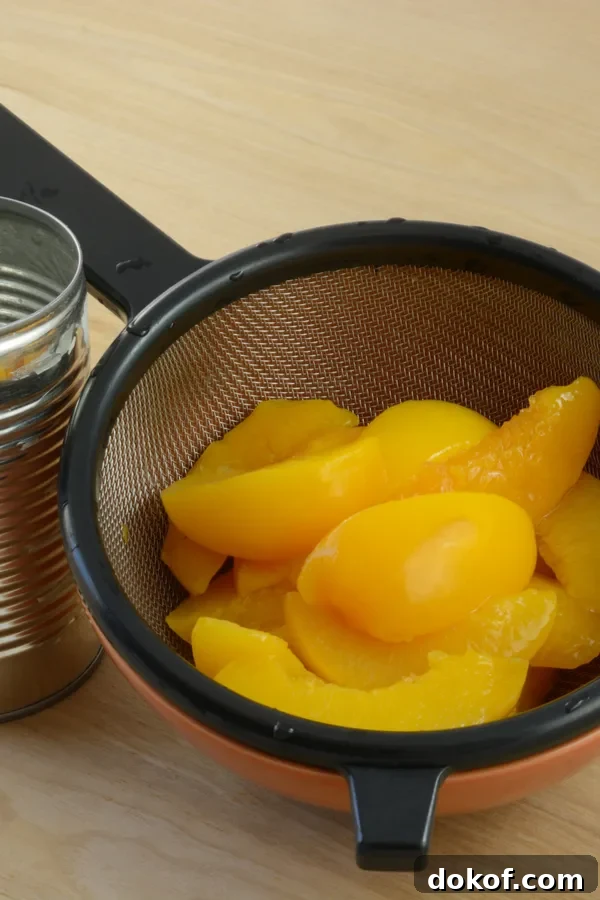 draining peaches