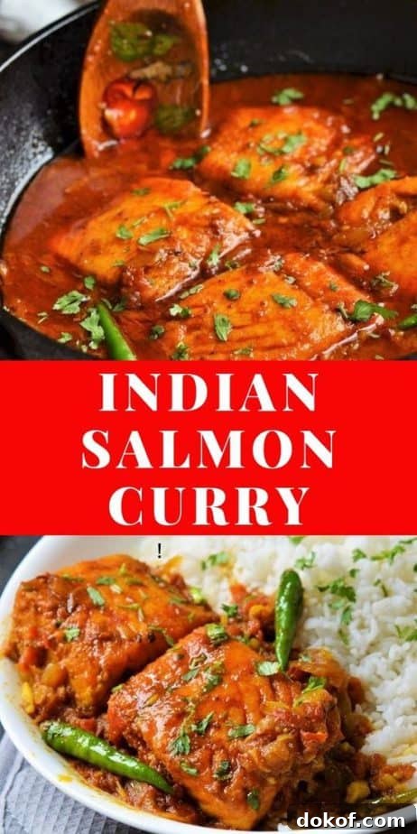 Indian Salmon curry with wild caught salmon picture collage