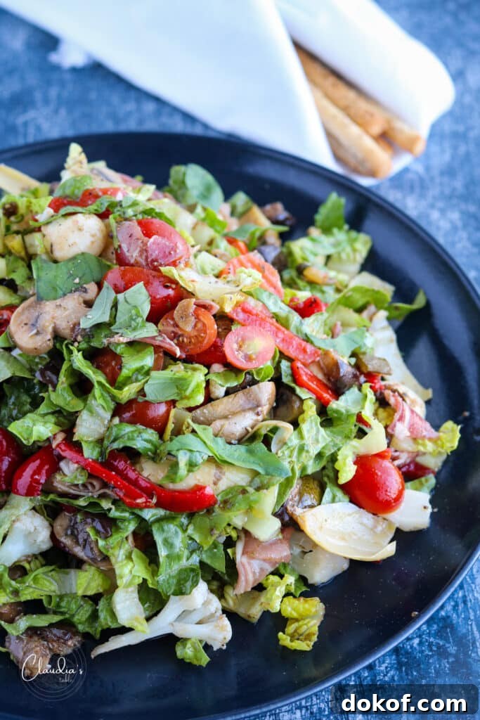 close up of chopped antipasto salad 