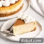 slice of cheesecake on a plate with two forks