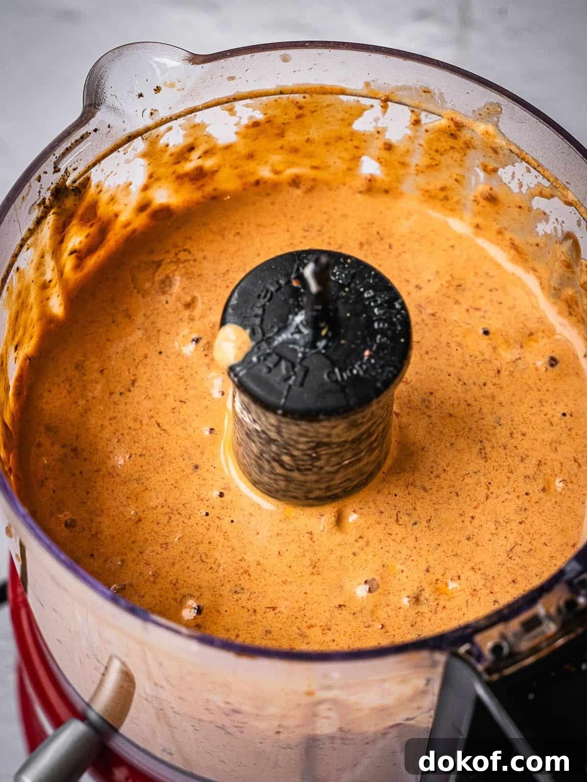 Food processor with creamy chipotle sauce.