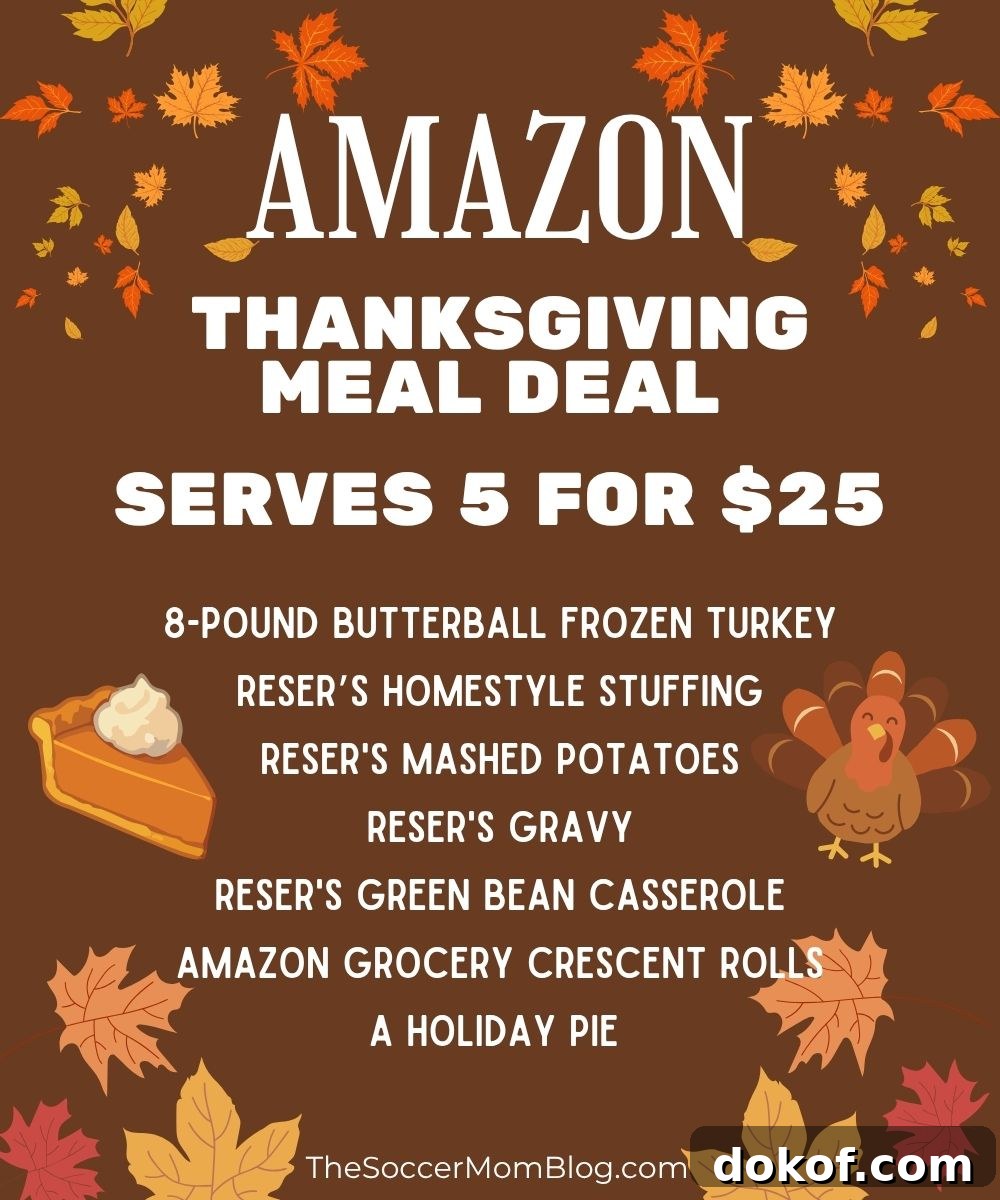 Thanksgiving 2025 Meal Deals and Turkey Dinner Discounts 4 Infographic showing what is included in Amazon's Thanksgiving meal deal.