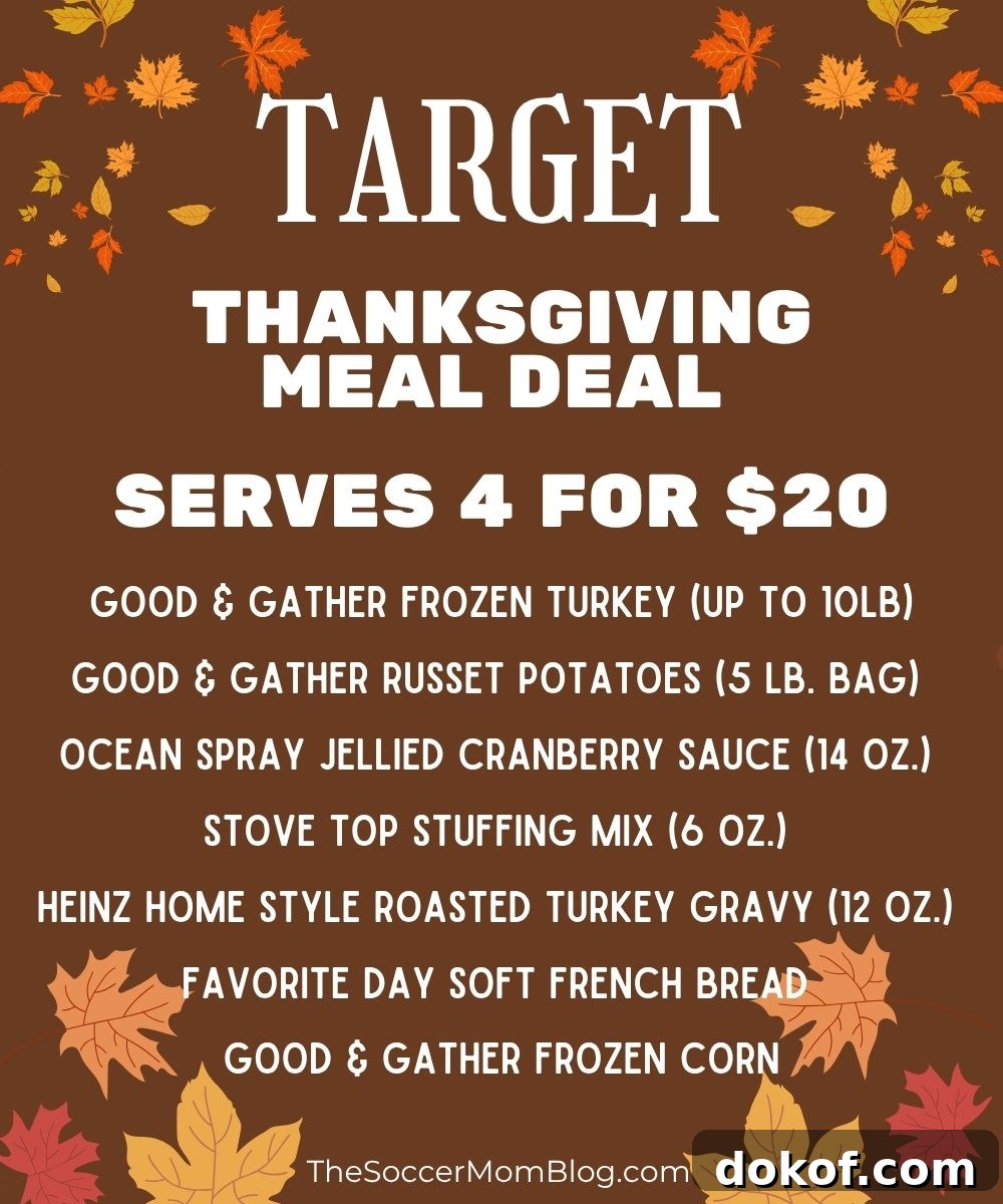 Thanksgiving 2025 Meal Deals and Turkey Dinner Discounts 5 Infographic showing what is included in Target's Thanksgiving meal deal.