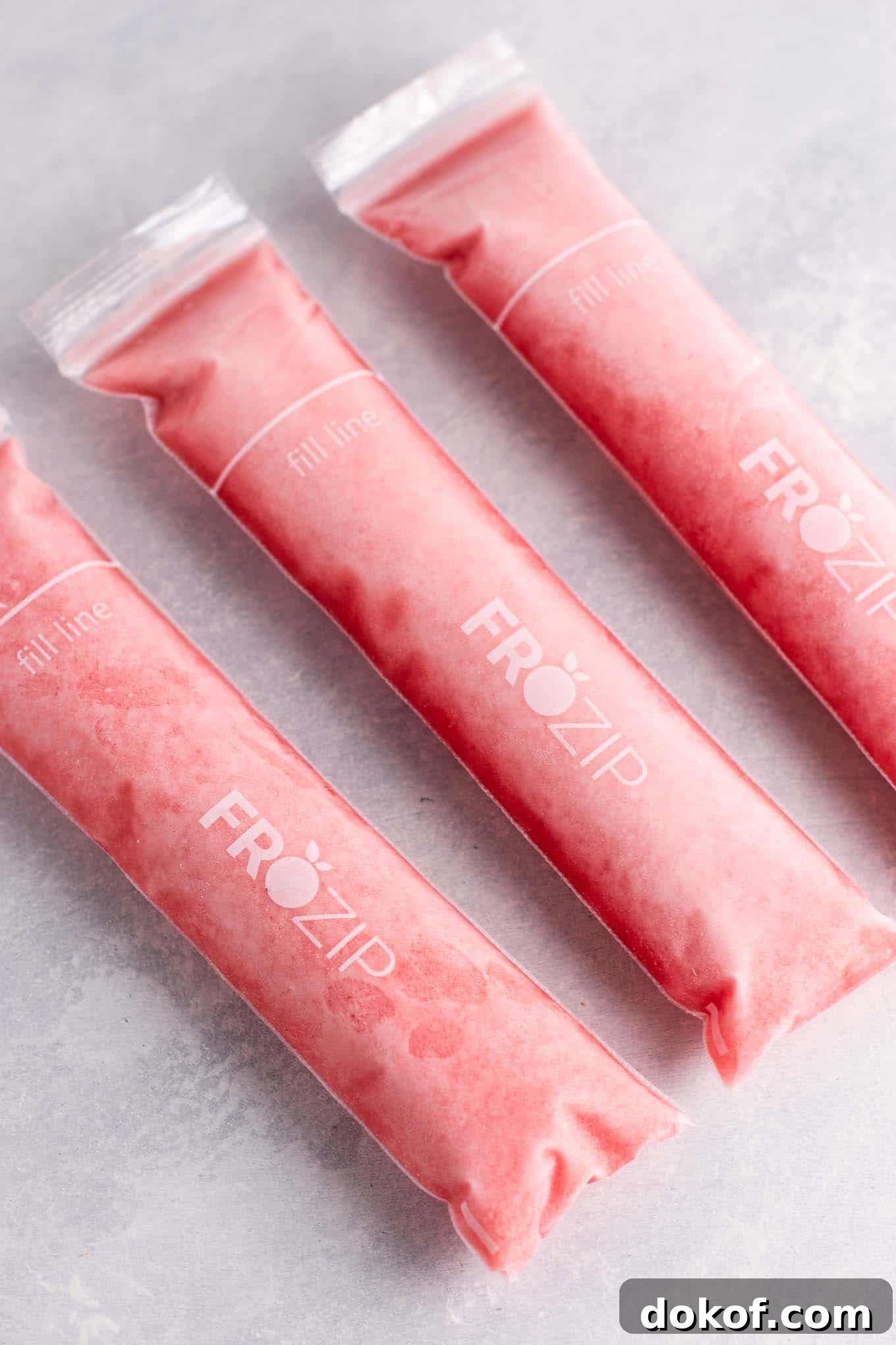 Close up of strawberry pineapple freezer pop