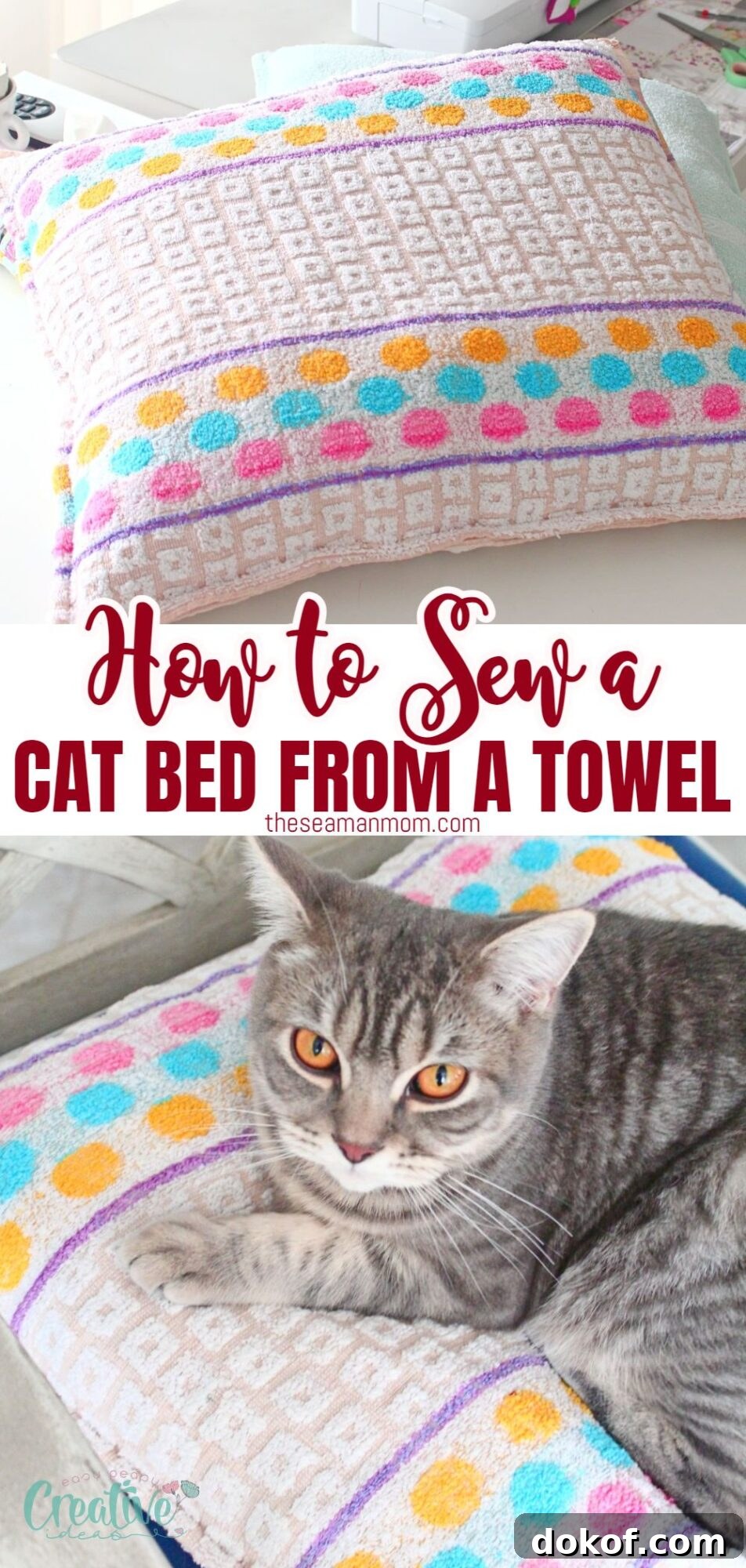 Learn how to sew a cat bed from a towel in 10 minutes! Easy DIY steps for a custom spot your cat will love.