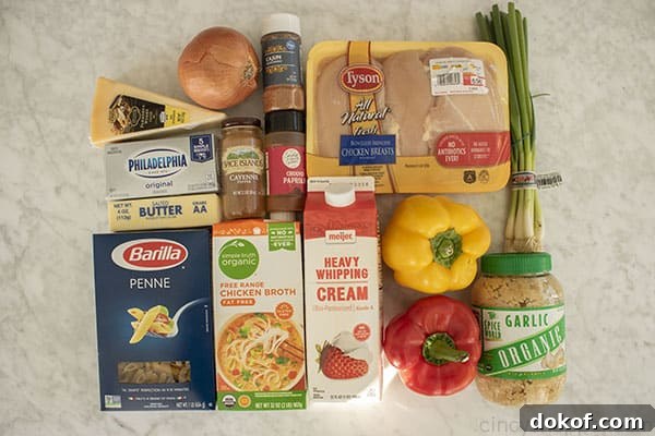 Ingredients for Creamy Cajun Pasta 