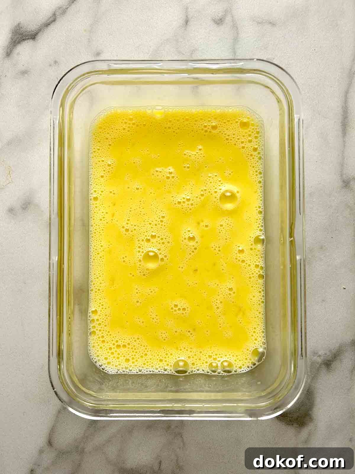 egg mixture in shallow dish