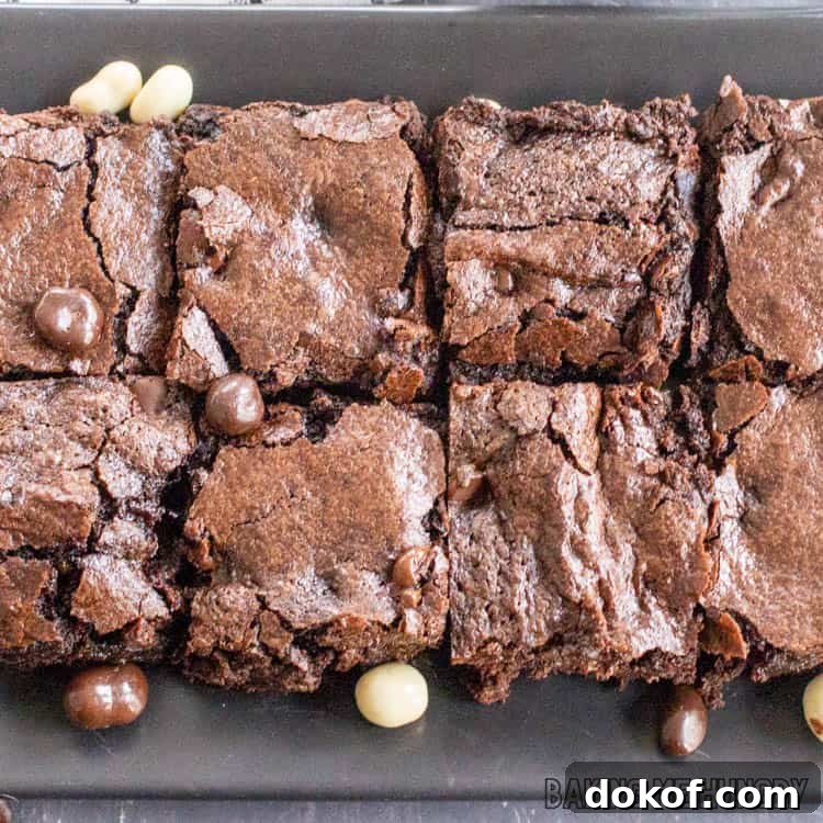 close up of espresso brownies from overhead