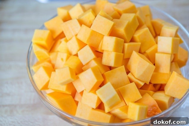 Butternut Squash Cubes in Bowl