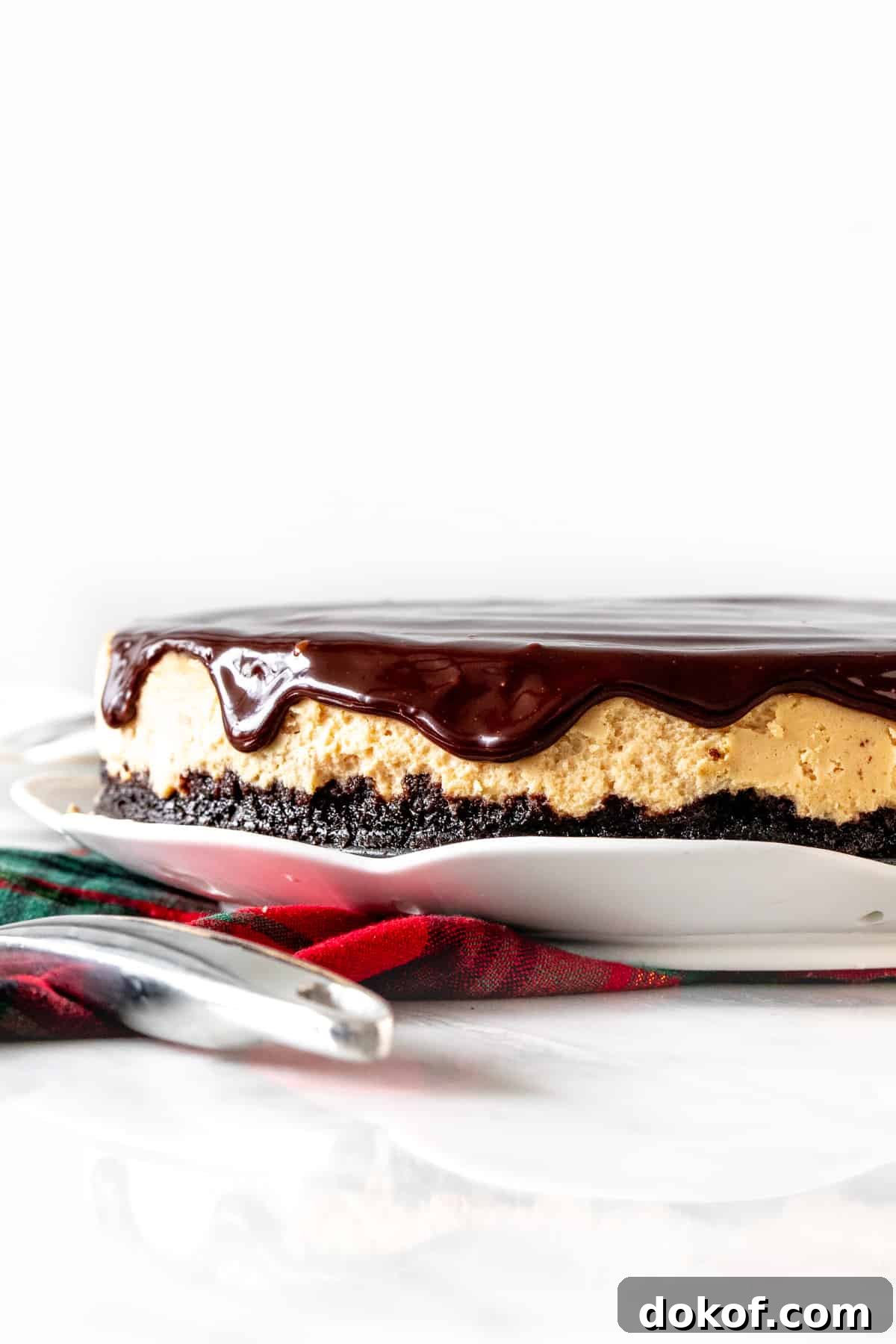 9-inch round Irish cream cheesecake with chocolate on top