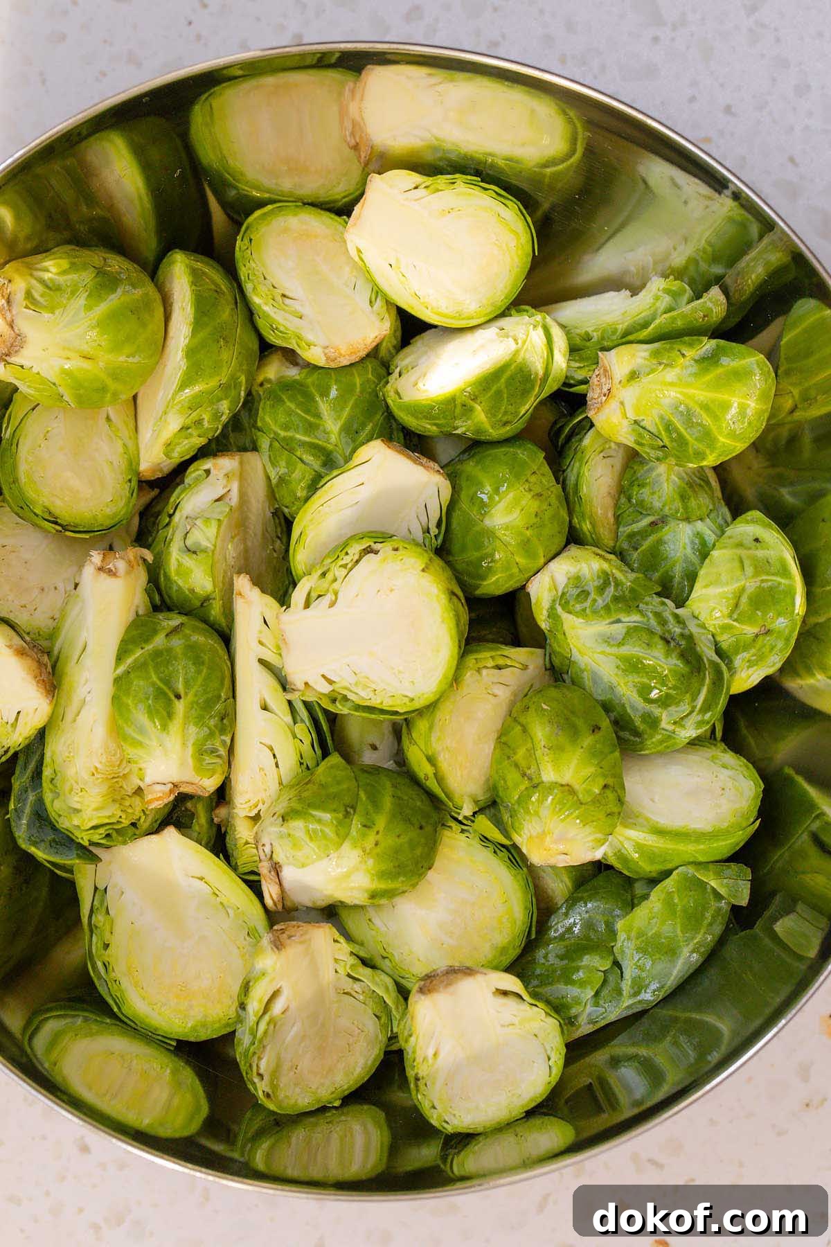 Sliced brussels sprouts in a bowl