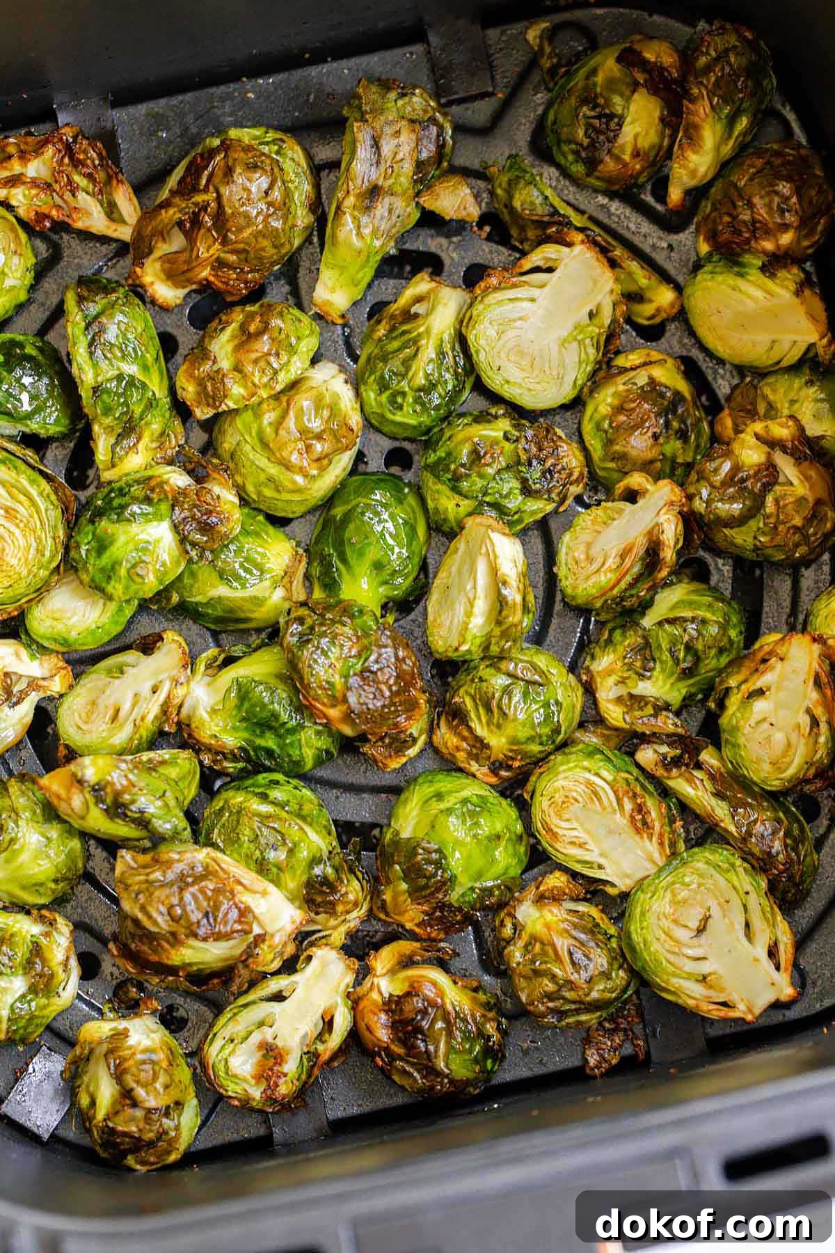 Air fryer brussels sprouts in air fryer basket