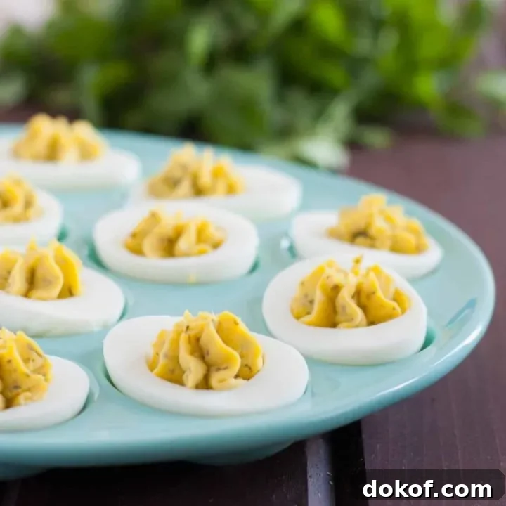 Chimichurri deviled egg recipe - a unique and flavorful deviled egg recipe with NO mayo that everyone loved!