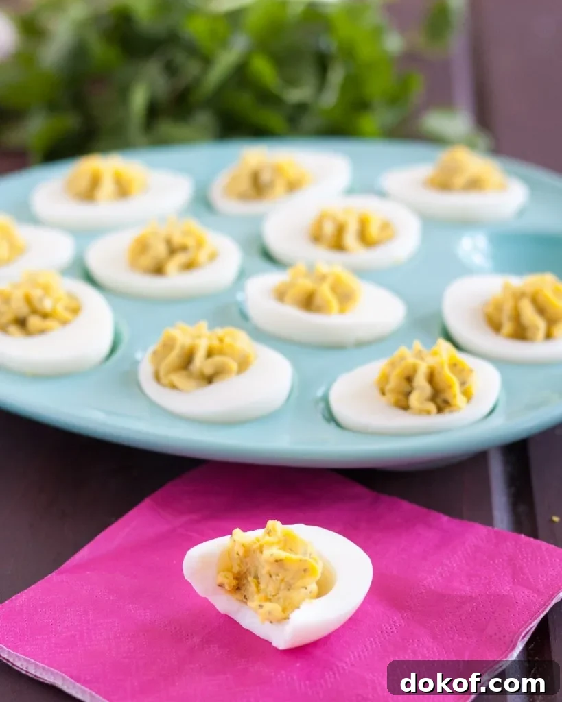 Chimichurri deviled egg recipe - a unique and flavorful deviled egg recipe with NO mayo that everyone loved!