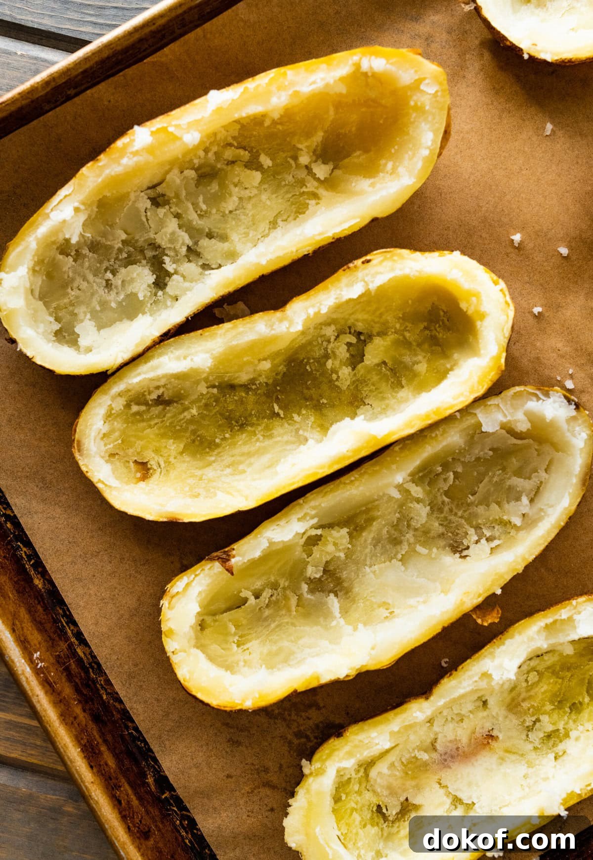 scoop out the insides of the potatoes