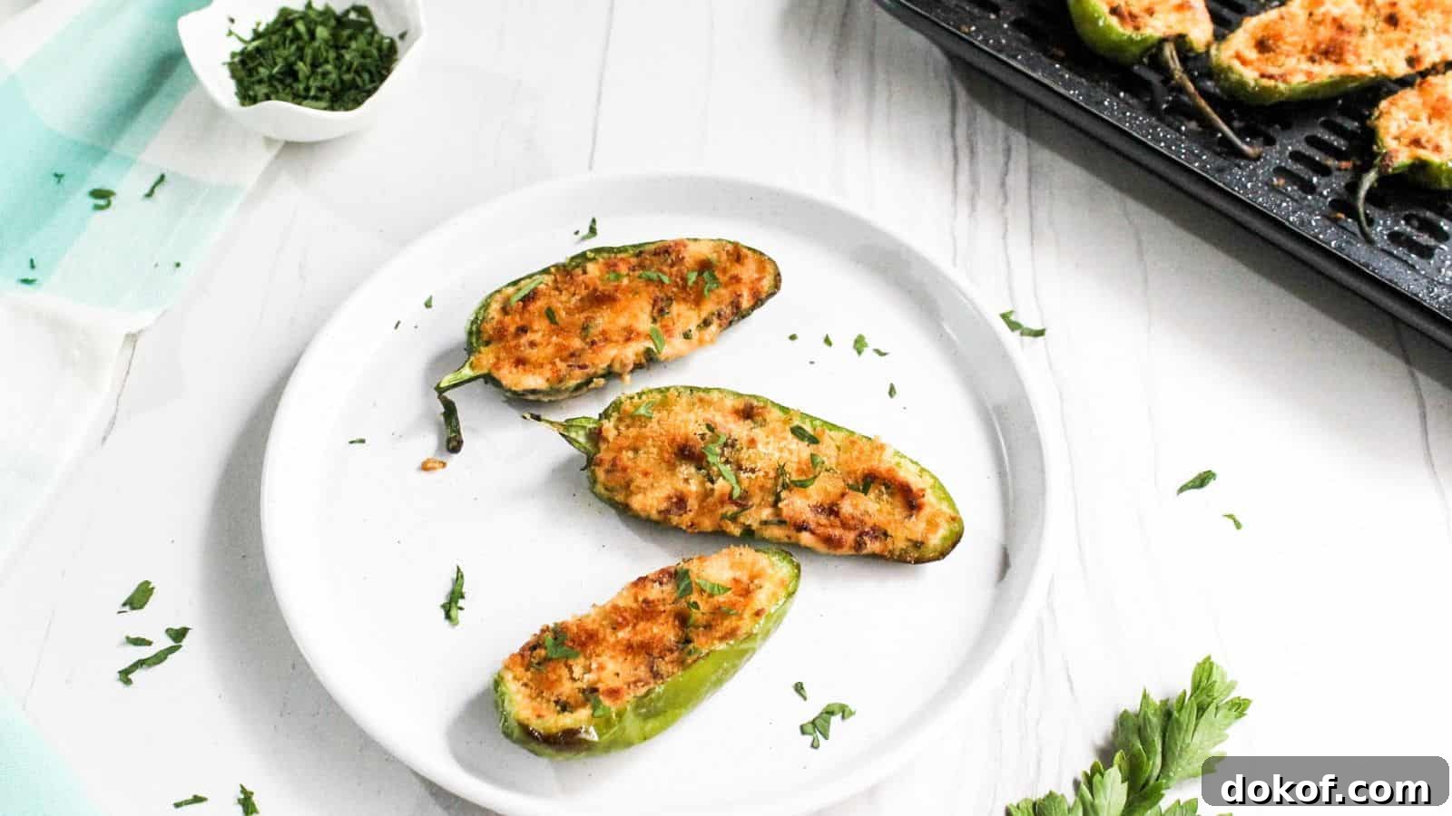 A plate of jalapeño poppers on a table.